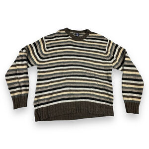 Gap Wool Sweater Adult LARGE Striped Brown Gray Beige Black